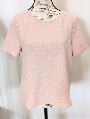 W5 | Women's Soft Pink Short Sleeve Polka Dot Zip Up Oversized Sweater